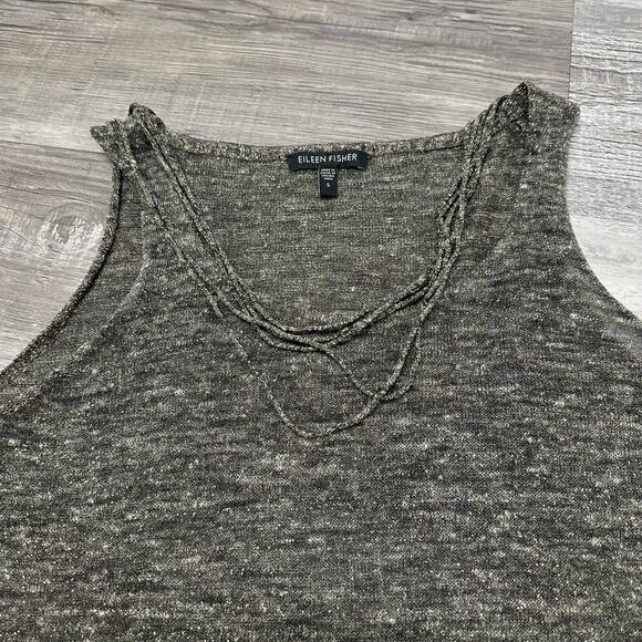 Eileen Fisher Metallic Gold Shimmer Womens S Linen Blend Summer Jazzy Tank Top - Picture 2 of 10